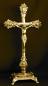 Preview: Stehkreuz, MESSING Kruzifix Kreuz JESUS Christus ALTARFIX ANTIK ALTARKREUZ NEU Standkreuz Gold