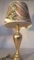 Mobile Preview: Tischleuchte , Nachttischlampe , Fuss aus Kastanienholz, Tischlampe Lampe 73 cm Gold - Weiß Muster