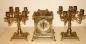 Preview: Kaminuhr Messing +2 Kerzenständer 5 flammig Tischuhr Gold Antik Kaminset