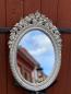 Preview: Wandspiegel Antik Silber Oval Badspiegel Barock Spiegel 51x37 Mirror Shabby Hängespiegel Flurspiegel  Prunk C496