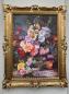 Preview: Gerahmte Gemälde Blumen Bilder mit Rahmen 90x70cm Blumenstillleben in Vase Bunte Blumen Gerahmte Gemälde Wandbild