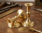 Preview: 2 x Tischkerzenständer Messing Gold Kerzenständer Kerzenhalter Barock Antikstil MADE IN ITALY