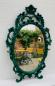 Preview: Barock Wandspiegel Antik Grün Oval 43x27 Schminkspiegel Bad-Friseurspiegel C531