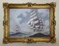 Preview: Kunstdruckbild 90x70cm Segelschiffe Gemälde Klassik Seeschlachten Regatten Bild Gerahmte Barockbild