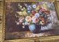 Preview: Gerahmte Gemälde BLUMEN in Vase Blau Stilleben 90X70 Bilderrahmen Bild mit Rahmen Rosenbilder Blumenbild