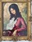 Preview: Gerahmte Gemälde Die Dame in Rot Barock Bild Frauenbild 90x70 Kunstdruck Bild Rahmen Wandbild Wanddeko