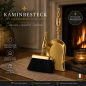 Preview: Exklusives Kamin- & Schreibtisch-Kehrset aus massivem Messing | Elegante Schaufel & Bürste im Antik-Stil Kehrset aus poliertem Messing | Luxus Handfeger & Kehrschaufel-Garnitur