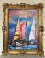 Preview: Kunstdruckbild 70x90cm Segelschiffe Gemälde Modern abstrakte Regatten Bild 50x70 Barock Gold Wandbild