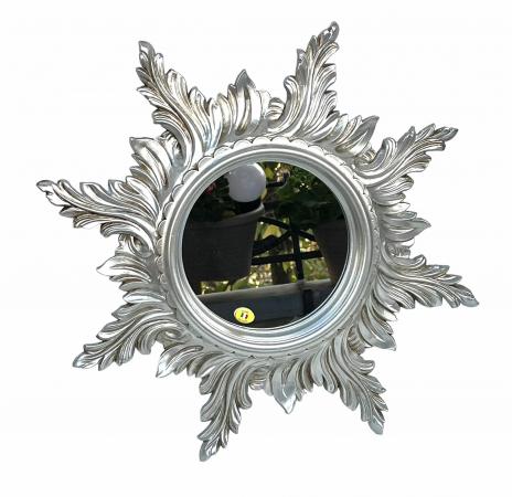 Wandspiegel Sonne Barock Antik Silber SPIEGEL SONNE 50cm Badspiegel Sun Mirror C495
