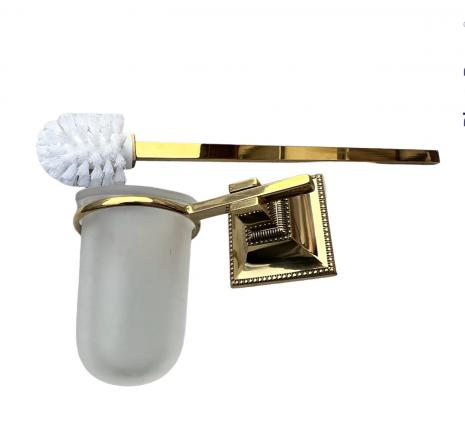 WC Garnitur 41cm Toilettenbürste Bürste poliertes Messing Klobürstenhalter