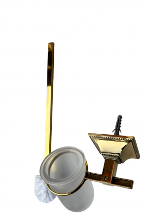 WC Garnitur 41cm Toilettenbürste Bürste poliertes Messing Klobürstenhalter