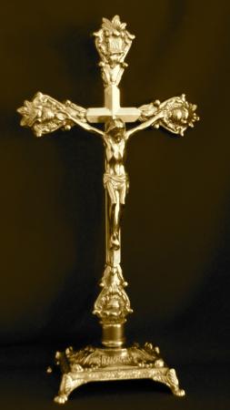 Stehkreuz, MESSING Kruzifix Kreuz JESUS Christus ALTARFIX ANTIK ALTARKREUZ NEU Standkreuz Gold
