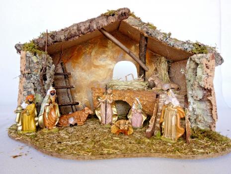 Bethlehem Krippe Heiligabend Weinachtskrippen mit Figuren Christi Geburt 60x40