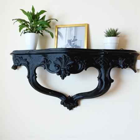 Barock Konsole, Wandkonsole,  Schwarz Spiegelkonsolen Antik, Wandregal,  Wandablage