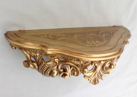 Wandspiegel mit Konsole Gold Barock Spiegelablage 50X76 Antik Wandkonsole .ovaler Italienische Goldener Spiegel