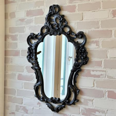 Wandspiegel Oval Schwarz Barock Antik Retro Gothik 50x76 Badspiegel 3039