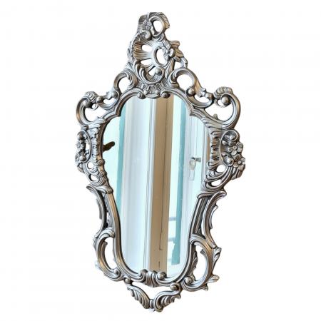 Barock Spiegel Wandspiegel Antik Silber 50x76cm Badspiegel Flurspiegel 3039