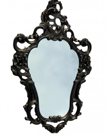 Wandspiegel Oval Schwarz Barock Antik Retro Gothik 50x76 Badspiegel 3039