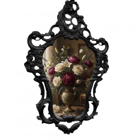 Wandspiegel Oval Schwarz Barock Antik Retro Gothik 50x76 Badspiegel 3039