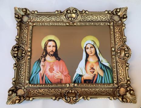 Preview: Gerahmte Gemälde Jesus Christus und Maria Sonnenschein Religiösebilder 56x46cm Kunstdruckbild