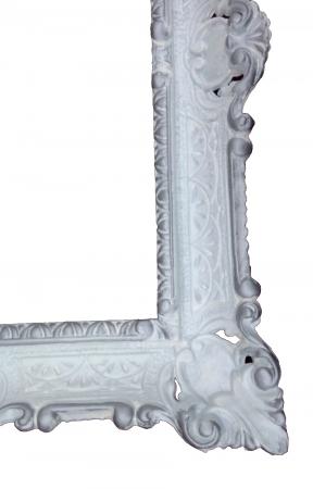Preview: Bilderrahmen barock Jugendstil Weiß-Silber Antik Rechteckig 56x46 Fotorahmen Spiegelrahmen 30x40
