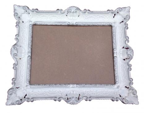 Preview: Bilderrahmen barock Jugendstil Weiß-Silber Antik Rechteckig 56x46 Fotorahmen Spiegelrahmen 30x40