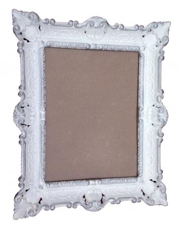 Bilderrahmen barock Jugendstil Weiß-Silber Antik Rechteckig 56x46 Fotorahmen Spiegelrahmen 30x40