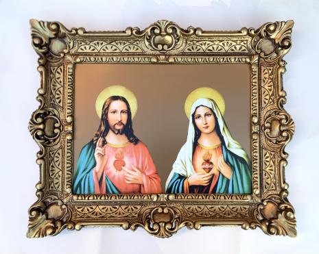 Preview: Gerahmte Gemälde Jesus Christus und Maria Sonnenschein Religiösebilder 56x46cm Kunstdruckbild