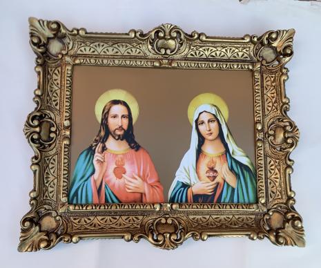 Preview: Gerahmte Gemälde Jesus Christus und Maria Sonnenschein Religiösebilder 56x46cm Kunstdruckbild