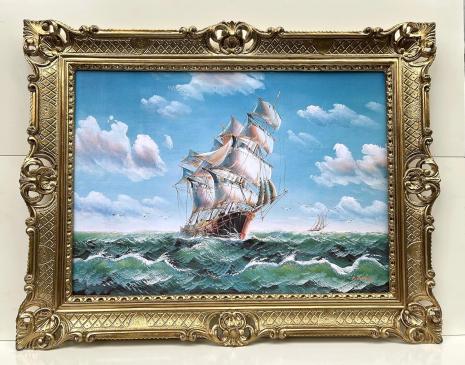 Gerahmte Gemälde Segelschiff Schiffbilder Maritime Stürmische Fahrt Seemotiv Schiff Hoher See von P. Lorenz