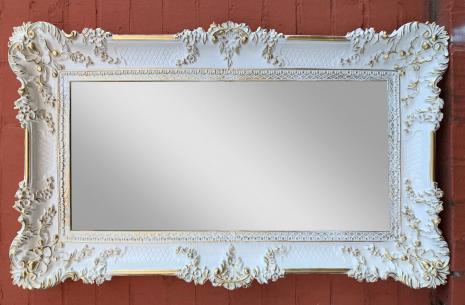 Bilderrahmen, Fotorahmen , Rückwand MDF ,  Weiß-Gold, 97x57cm