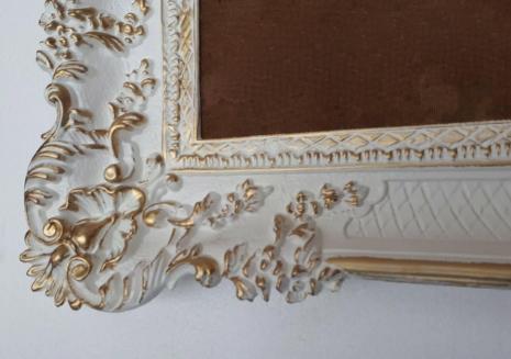 Bilderrahmen, Fotorahmen , Rückwand MDF ,  Weiß-Gold, 97x57cm