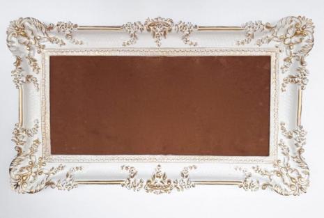 Bilderrahmen, Fotorahmen , Rückwand MDF ,  Weiß-Gold, 97x57cm