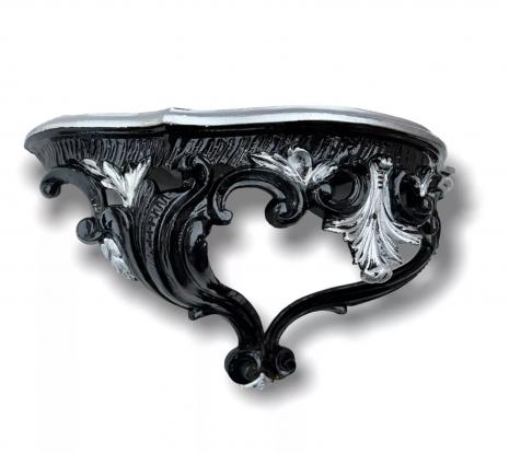 Preview: Wandkonsole Barock Konsole, Antik Wandregal, Spiegelkonsole schwarz - silber  38x20x16 ANTIK REPRO RETRO