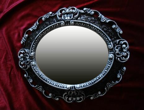 Preview: Bilderrahmen Oval Barock Schwarz-Silber 45X38 Fotorahmen Bilderrahmen