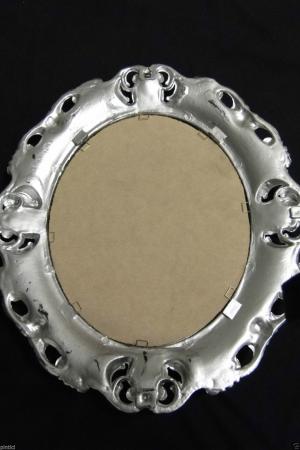 Preview: Bilderrahmen Oval Barock + Glas Antik Silber Fotorahmen 45X37 Altsilber 30x24cm
