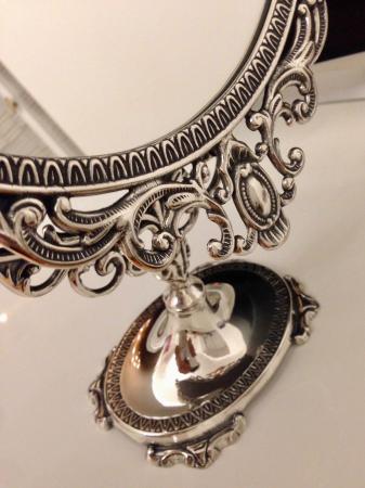 Standspiegel Silber MESSING Schminkspiegel Kippspiegel Antik schwenk Spiegel