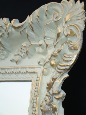 Barock , Spiegel , Flurspiegel, Friseurspiegel, Wandspiegel Weiß Gold  Antik 97x57cm