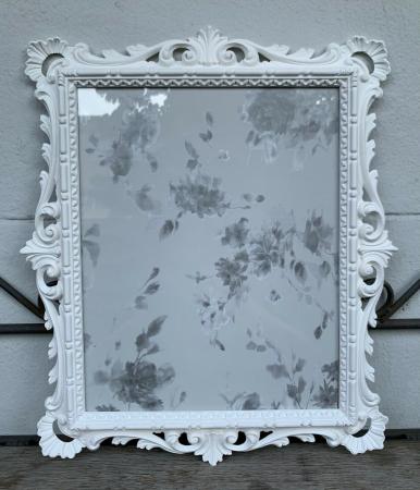 Antik Bilderrahmen Weiß mit Glas Barock Fotorahmen , Rahmen Photo Frame Jugendstil 43x37