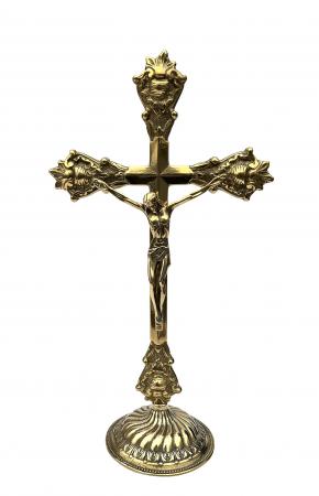 Stehkreuz, Jesuskreuz, Kruzifix Messing Gold  37 x 21 cm Standkreuz Tischkreuz Jesus Christus Jesus Am Kreuz Art 1216