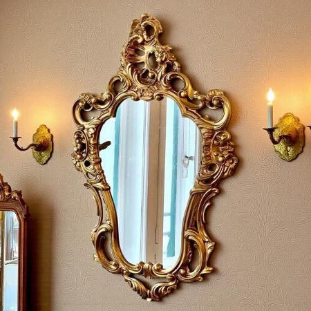 Barock Wandspiegel Gold  Oval Spiegel 50x76 Badspiegel Dekorativer Spiegel Prunkspiegel ANTIK 3039