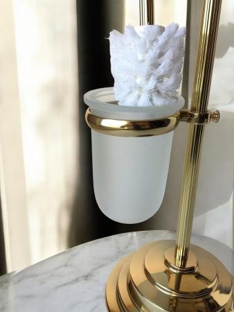 Messing wc Garnitur Badartikel Toilettenbürste Klopapierhalter Bürste poliertes Stand 71 cm