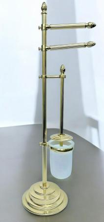 Messing wc Garnitur Badartikel Toilettenbürste Klopapierhalter Bürste poliertes Stand 71 cm