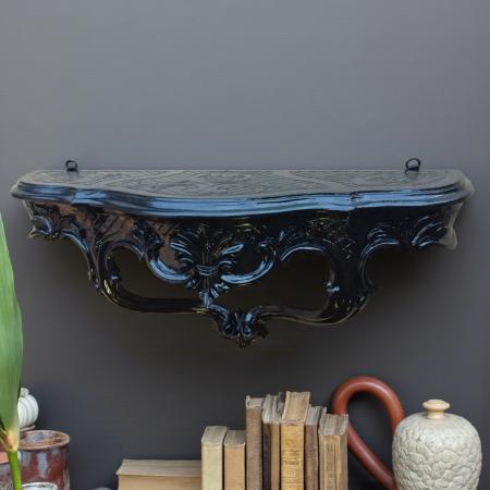 Barock Konsole, Wandkonsole,  Schwarz Spiegelkonsolen Antik, Wandregal,  Wandablage