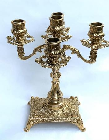 Kerzenständer 5 armig Gold Messing Massiv Mehrarmig Kerzenhalter Messing Kandelaber MADE IN ITALY