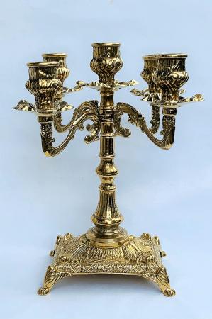 Kerzenständer 5 armig Gold Messing Massiv Mehrarmig Kerzenhalter Messing Kandelaber MADE IN ITALY