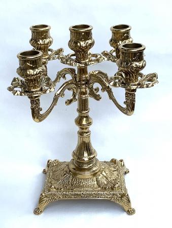 Kerzenständer 5 armig Gold Messing Massiv Mehrarmig Kerzenhalter Messing Kandelaber MADE IN ITALY