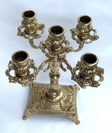 Kerzenständer 5 armig Gold Messing Massiv Mehrarmig Kerzenhalter Messing Kandelaber MADE IN ITALY