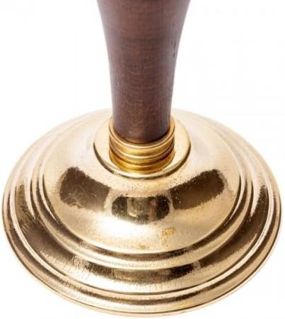 Preview: KERZENSTÄNDER MESSING- HOLZ KERZENLEUCHTER 3 ARMIG GOLD 31cm MASSIV MADE IN ITALY