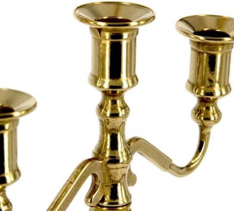 Preview: KERZENSTÄNDER MESSING- HOLZ KERZENLEUCHTER 3 ARMIG GOLD 31cm MASSIV MADE IN ITALY